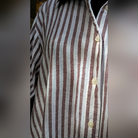 Old Navy Striped Linen Blend Button-Up Shirt Dress With Pockets_2X - Picture 3 of 9